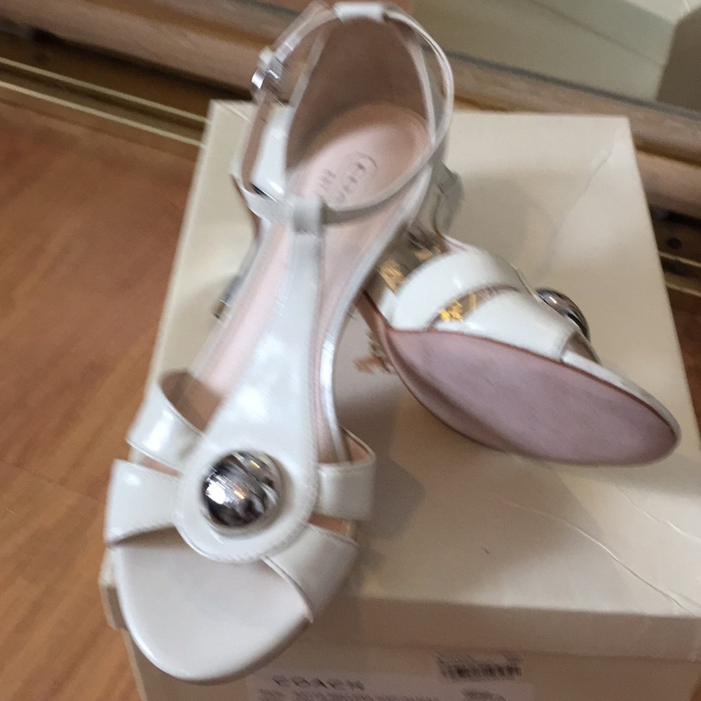 Coach Helena Kitten Heel, Cream White Dress Sandal - Picture 6 of 6